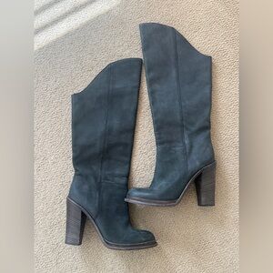 Vera Wang Women's Black Leather Knee-High Boots